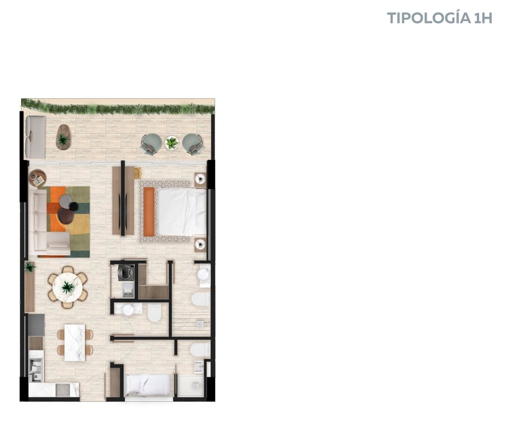 Plano 1 Habitación + servicio