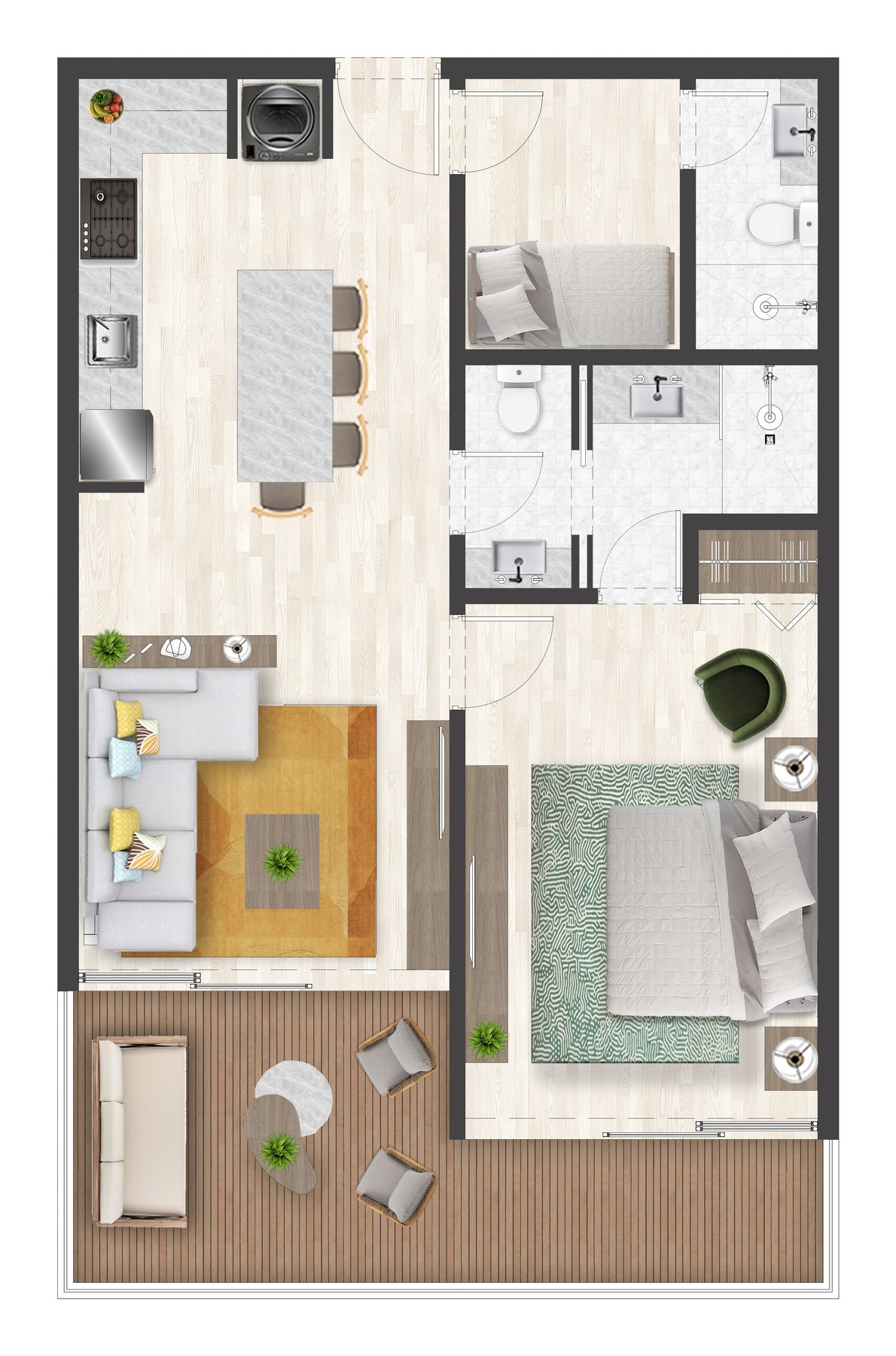 Plano 1 Habitación + servicio